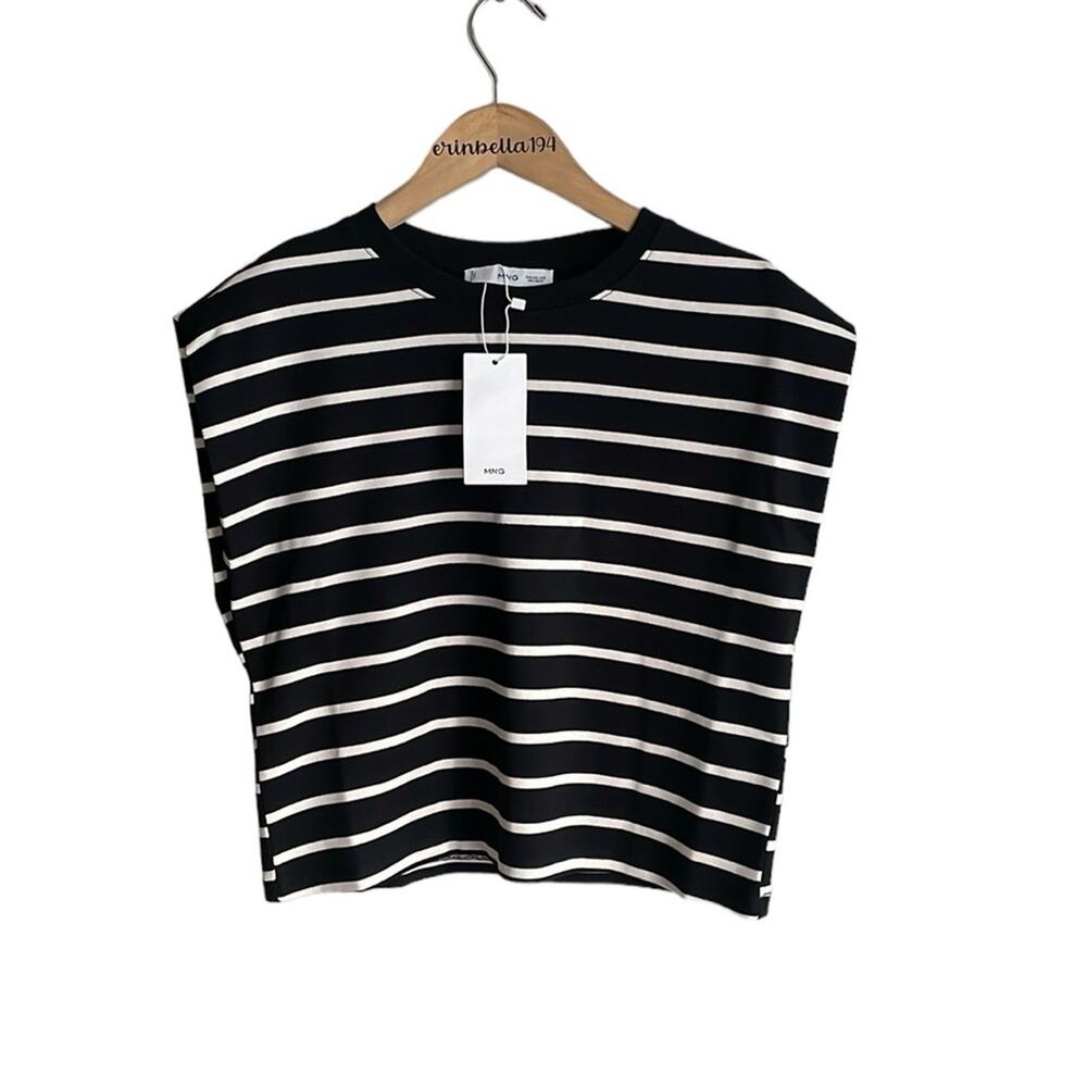 Mango Shoulder pad striped t-shirt - Picture 2 of 16